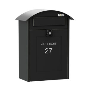 Wall Mounted Post Box Albertina Black Front2 Wall Mounted Post Box Albertina Black Front2