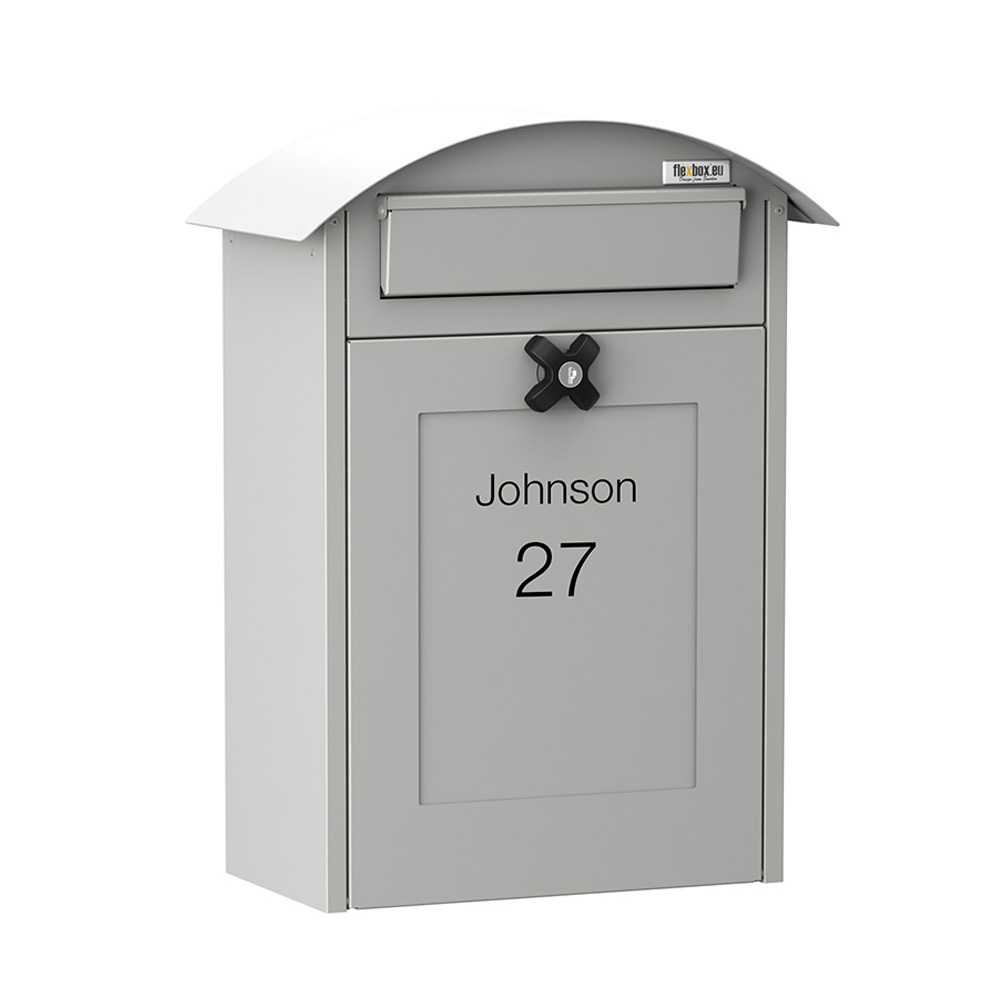 Wall Mounted Post Box Albertina Light Grey Front2