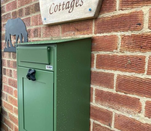 Wall Mounted Letterbox Albert In Green Side View