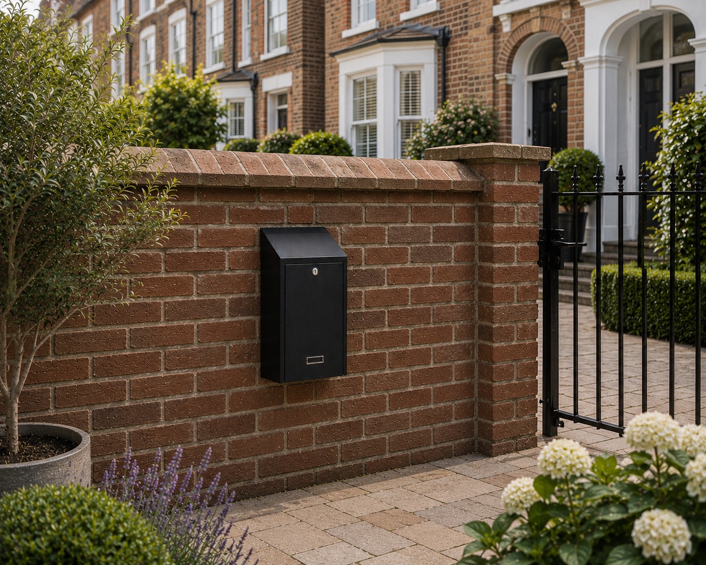 Through Wall Post Box Large Locking Cast Aluminium Weatherproof In Black   Rolle:Nero   Rear