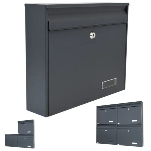 Communal Wall Mounted Letterbox For Flats W2 In Grey Single Version