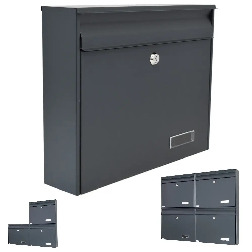 Communal Wall Mounted Letterbox For Flats W2 In Grey Single Version