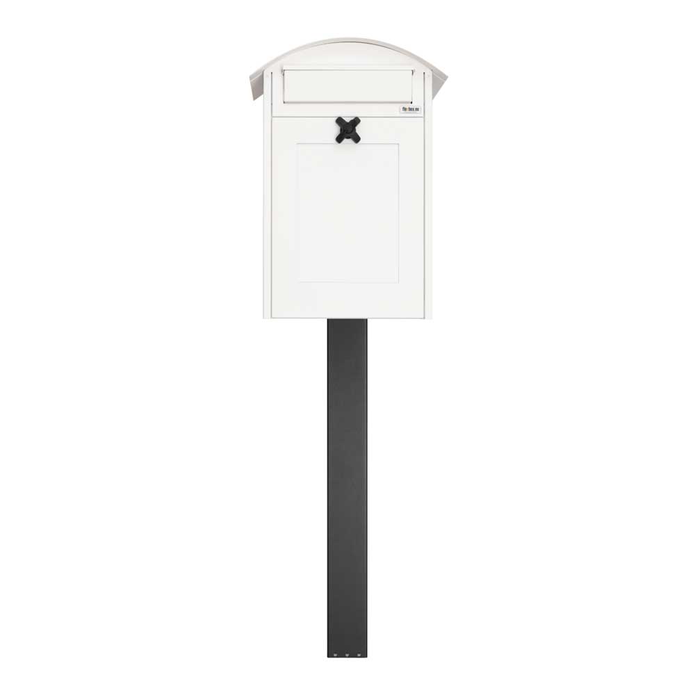 White External Post Box Pole Mounted Albertina