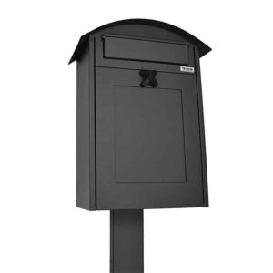 Large Letterbox Albertina Grey With Black Stand Large Letterbox Albertina Grey With Black Stand