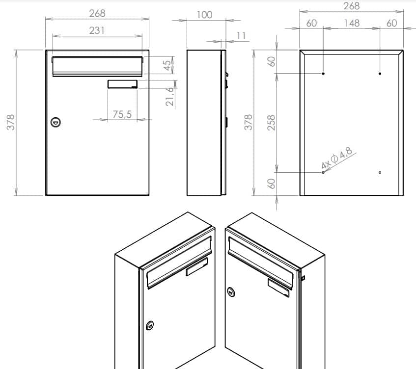 Letterboxes For Flats Lcd 01 Drawing