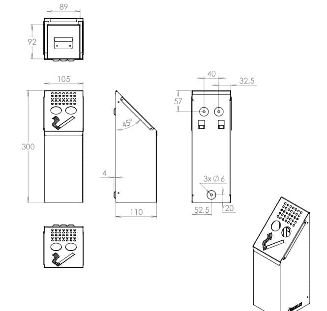 Wall Mounted Ash Tray Dimensions