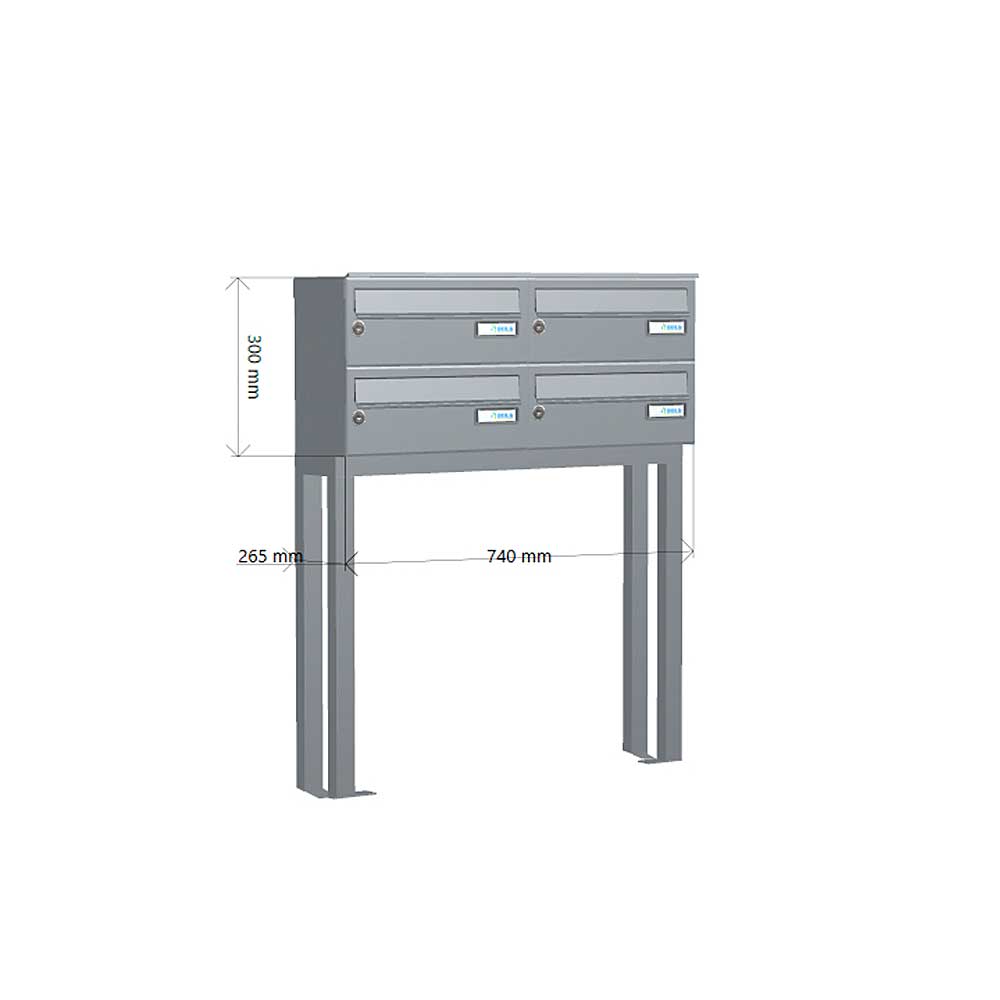 Letterboxes For Flats Lbd 015 Free Standing 4 Bank Drawing