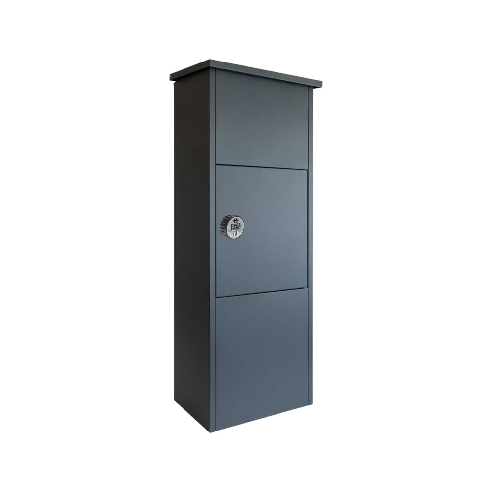 Large Outdoor Parcel Box Free Standing Front Access   Dark Grey With Combination Lock