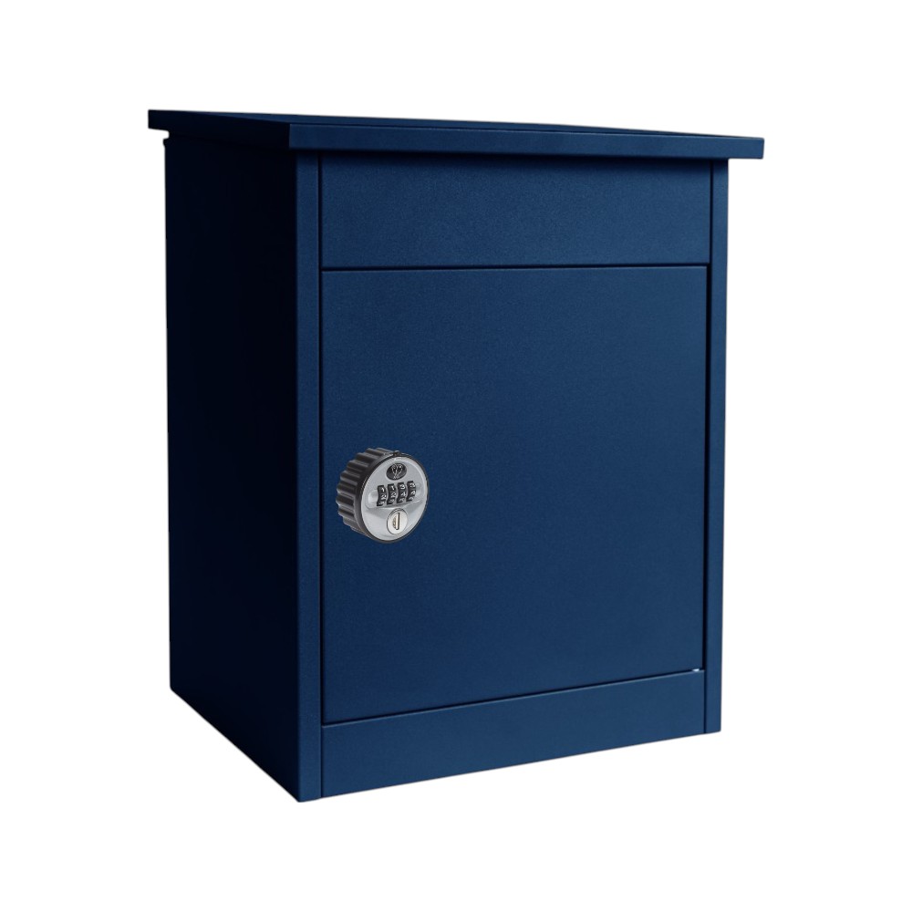 Modern Outdoor Lockable Wall Mounted Parcel Box Oxford Blue With Combination Lock