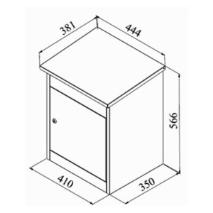 Outdoor Parcel Box Puffin - Dimensions Diagram Outdoor parcel box Puffin dimensions for wall-mounted or free-standing installation