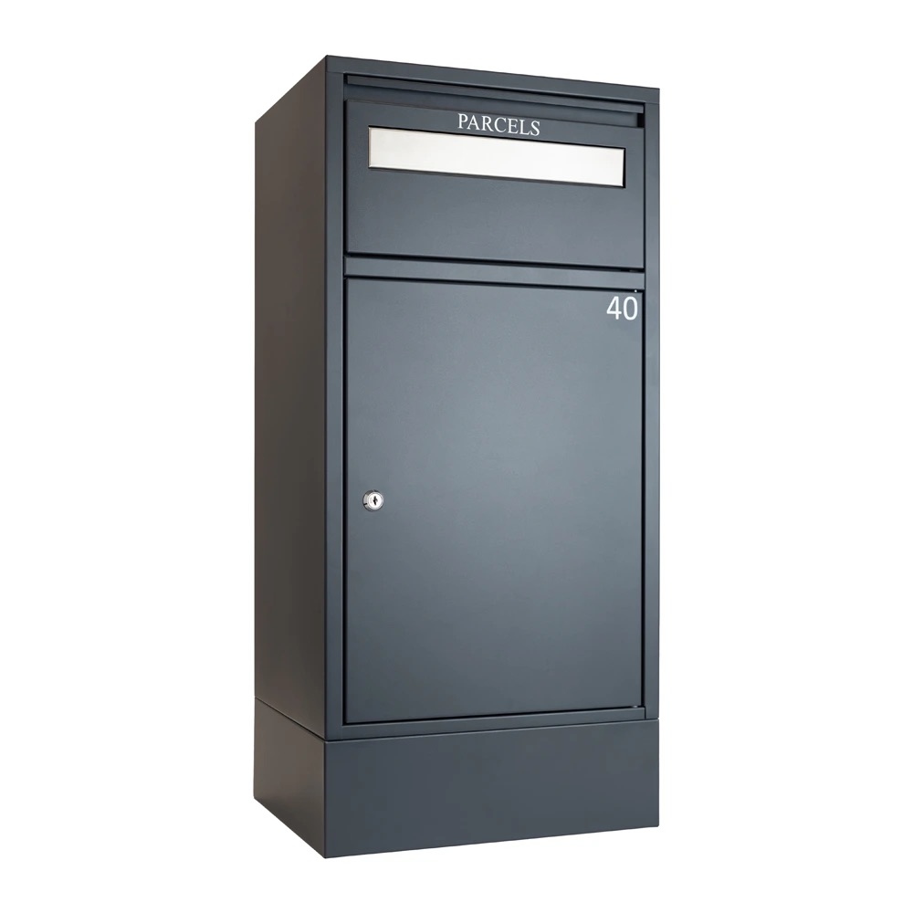 Secured Parcel Box For Flats And Offices   Starling With Base   Cylinder Lock   Anthracite Grey