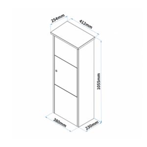 Goldcrest Parcel Box Dimensions Outdoor parcel box Goldcrest, dimensions showing height, width, and depth