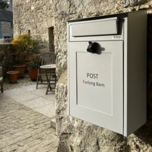 Wall Mounted Letterbox Albert Light Grey Lifestyle Image Wall Mounted Letterbox Albert Light Grey Lifestyle Image