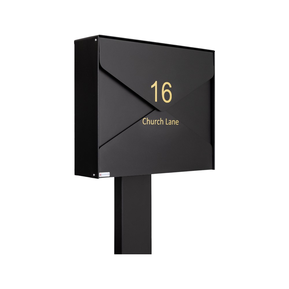 Black Outdoor Letterbox Contemporary Free Standing External   Gavia