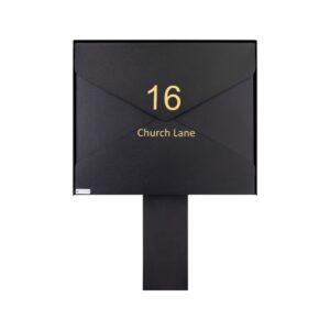 Gavia Black Letterbox Free Standing External Black Stand Gold Personalisation Gavia Black Letterbox Free Standing External Black Stand Gold Personalisation