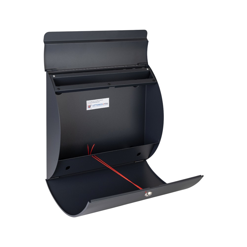 Modern Free Standing External Post Box   WA1 Anthracite Grey   Opened