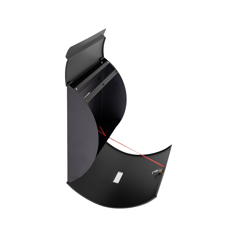 Modern Free Standing External Post Box   WA1 Black   Opened