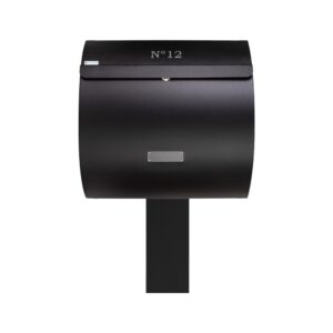 Modern Free Standing External Post Box WA1 Black With Black Stand Modern Free Standing External Post Box WA1 Black With Black Stand