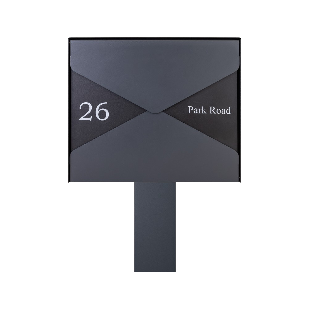 Modern Free Standing Letterbox Gavia Black And Anthracite Mix
