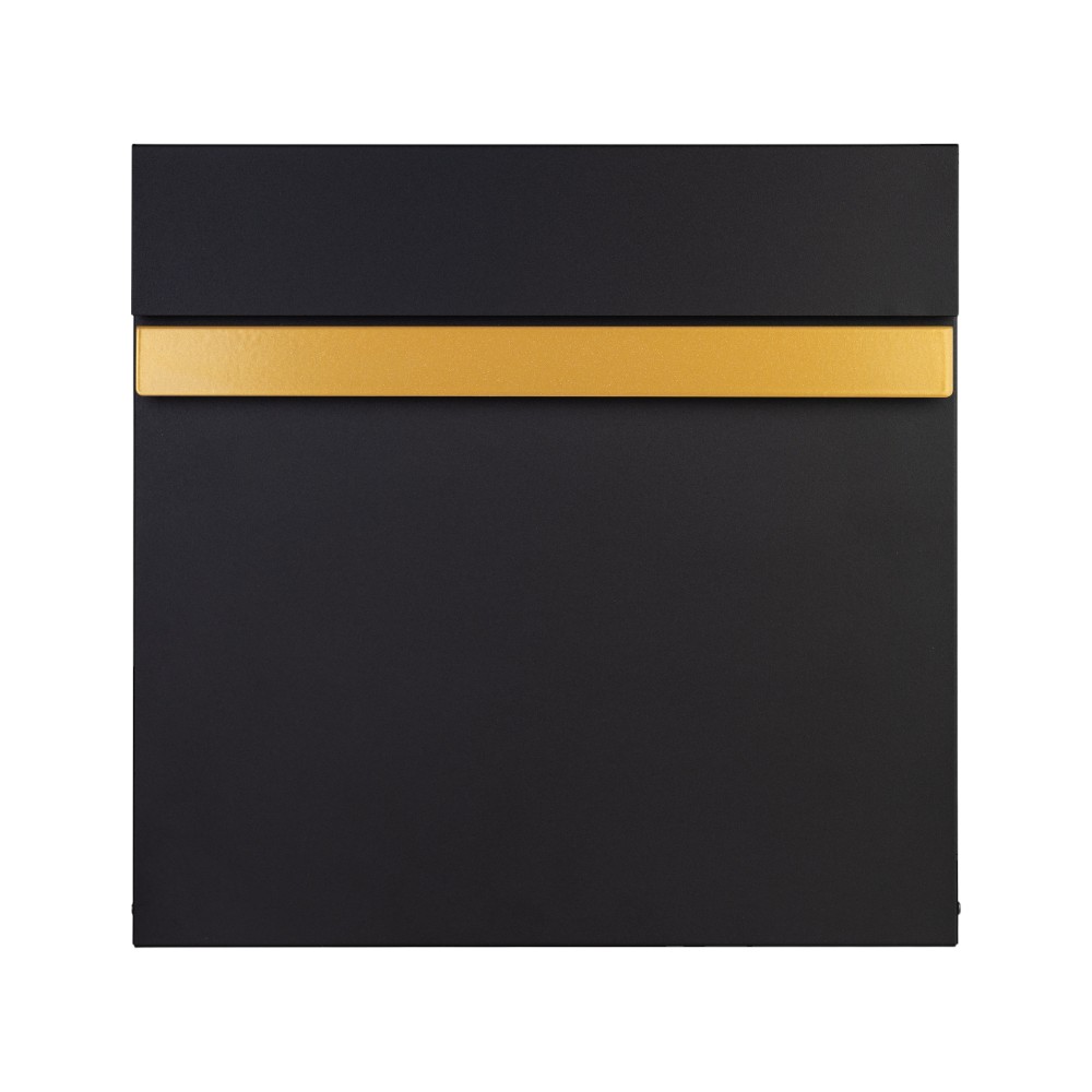 External Wall Mounted Letterbox Galvanised Steel Top Loading Front Access Post Box   Skylark   Gold Accent1