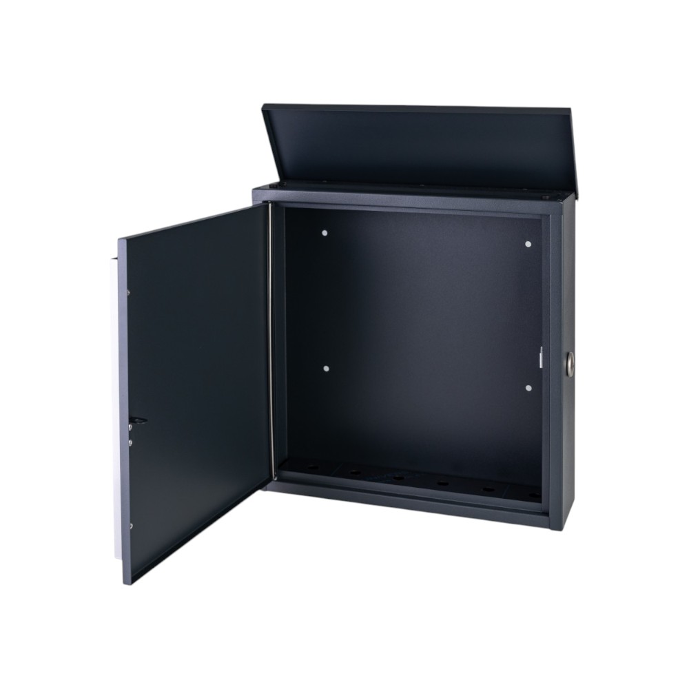 External Wall Mounted Letterbox   Jackdaw   Opened Front Access Top Slot