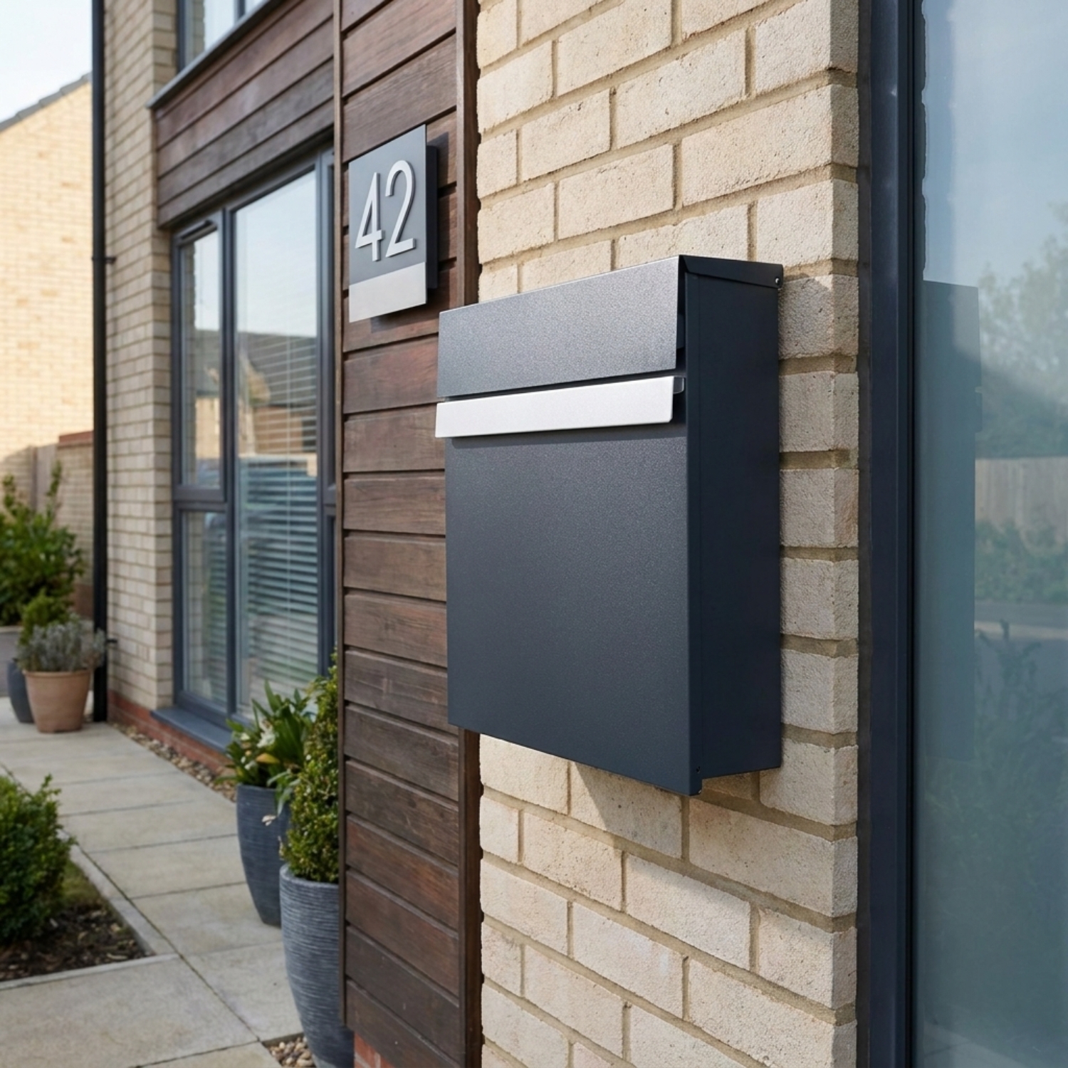 Modern Wall Mounted Mailbox Skylark External Anthracite Grey
