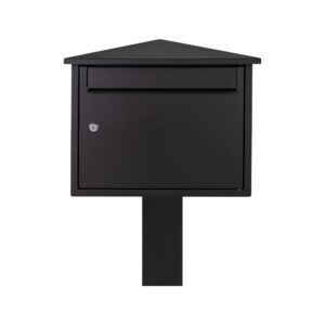 External Free Standing Letterbox Kestrel Black With Black Stand External Free Standing Letterbox Kestrel Black With Black Stand