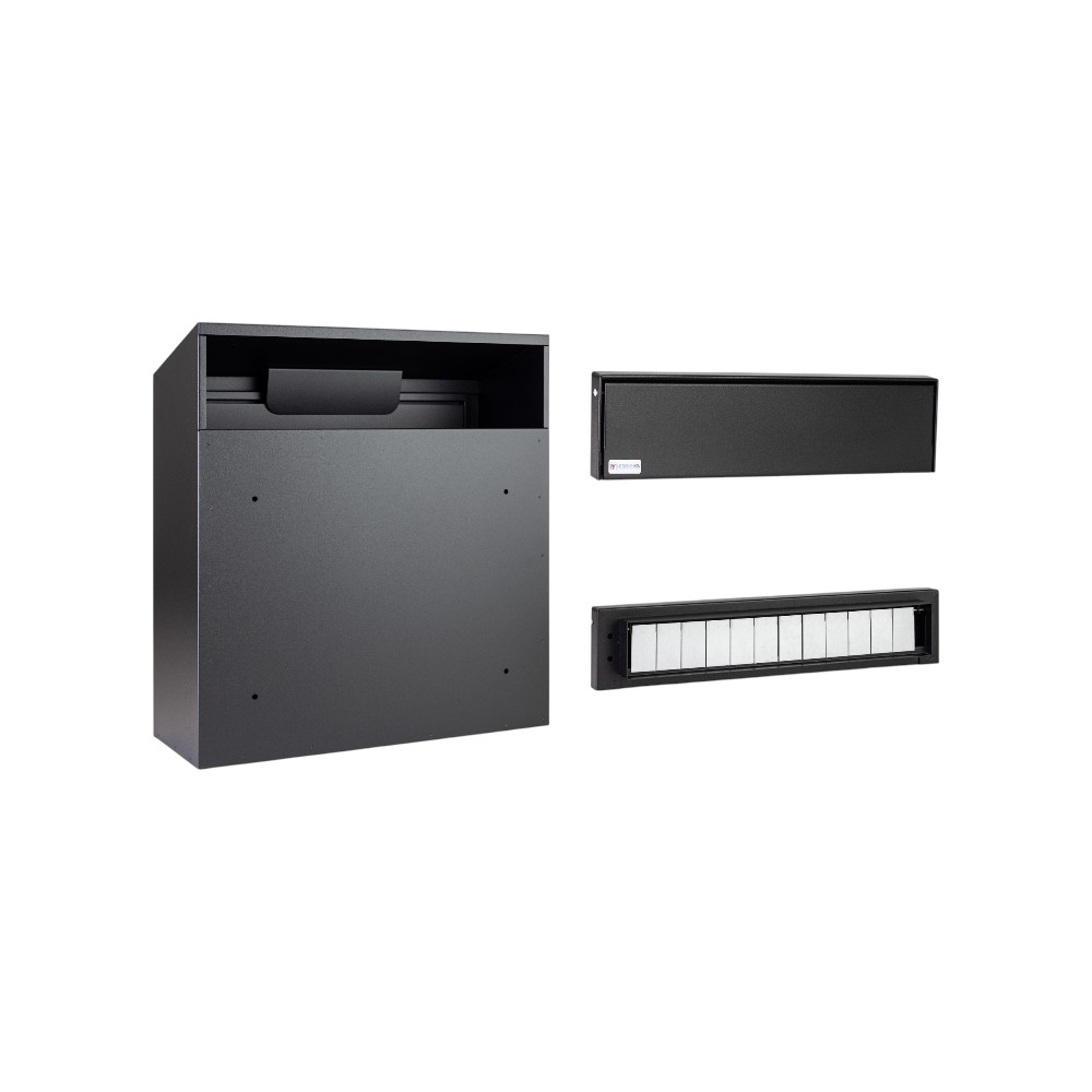 Gate Mounted Letterbox Galvanised Steel   W3 6   Black Matt   Black Letterplate