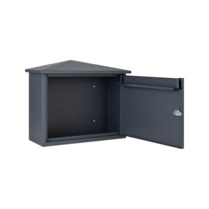 Outdoor Letterbox Free Standing Kestrel Dark Grey Opened Outdoor Letterbox Free Standing Kestrel Dark Grey Opened