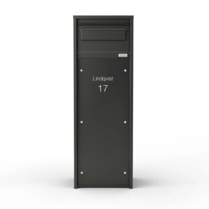 Free Standing Outdoor Parcel Box Nikolai Black Front Free Standing Outdoor Parcel Box Nikolai Black Front
