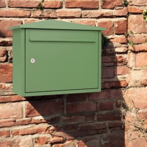 Wall Mounted Outdoor Lockable Letterbox Kestrel Pale Green Lifestyle 1 Wall Mounted Outdoor Lockable Letterbox Kestrel Pale Green Lifestyle 1