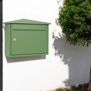 Wall Mounted Outdoor Lockable Letterbox Kestrel Pale Green Lifestyle 2 Wall Mounted Outdoor Lockable Letterbox Kestrel Pale Green Lifestyle 2