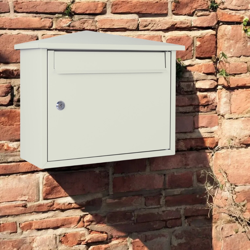 Wall Mounted Outdoor Lockable Letterbox   Kestrel   Pebble Grey   Lifestyle 1