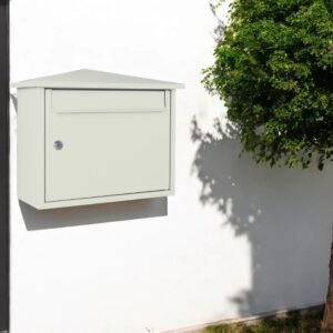 Wall Mounted Outdoor Lockable Letterbox Kestrel Pebble Grey Lifestyle 2 Wall Mounted Outdoor Lockable Letterbox Kestrel Pebble Grey Lifestyle 2