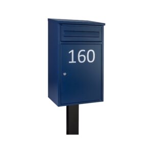 External Free Standing Parcel And Letterbox Front Access Woodpecker Oxford Blue Black FR 2 Stand Personalised External Free Standing Parcel And Letterbox Front Access Woodpecker Oxford Blue Black FR 2 Stand Personalised