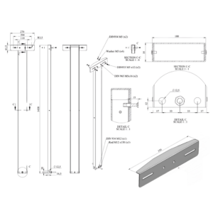 FR 2 Stand With Wide Bracket Dimensions Drawing FR 2 Stand With Wide Bracket Dimensions Drawing