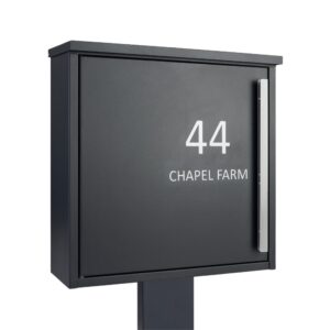 Outdoor Free Standing Lockable Letterbox Jackdaw Dark Grey With Dark Grey FR 2 Stand Outdoor Free Standing Lockable Letterbox Jackdaw Dark Grey With Dark Grey FR 2 Stand