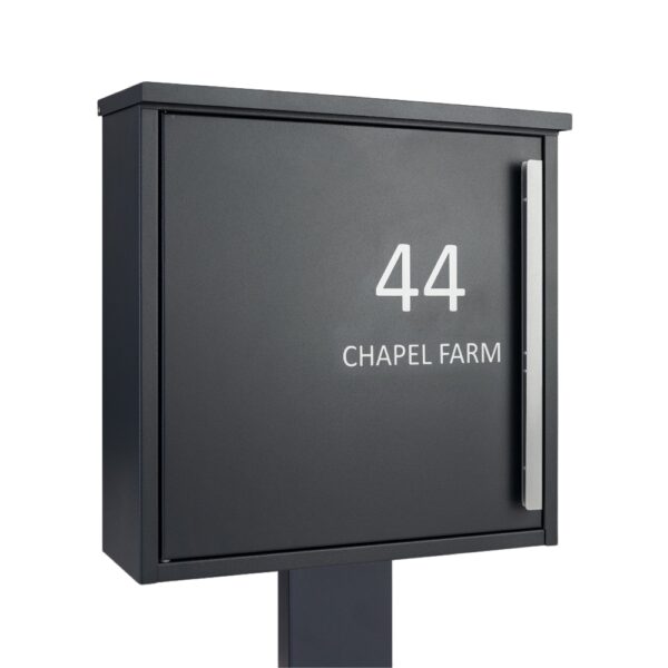 Outdoor Free Standing Lockable Letterbox Jackdaw Dark Grey With Dark Grey FR 2 Stand