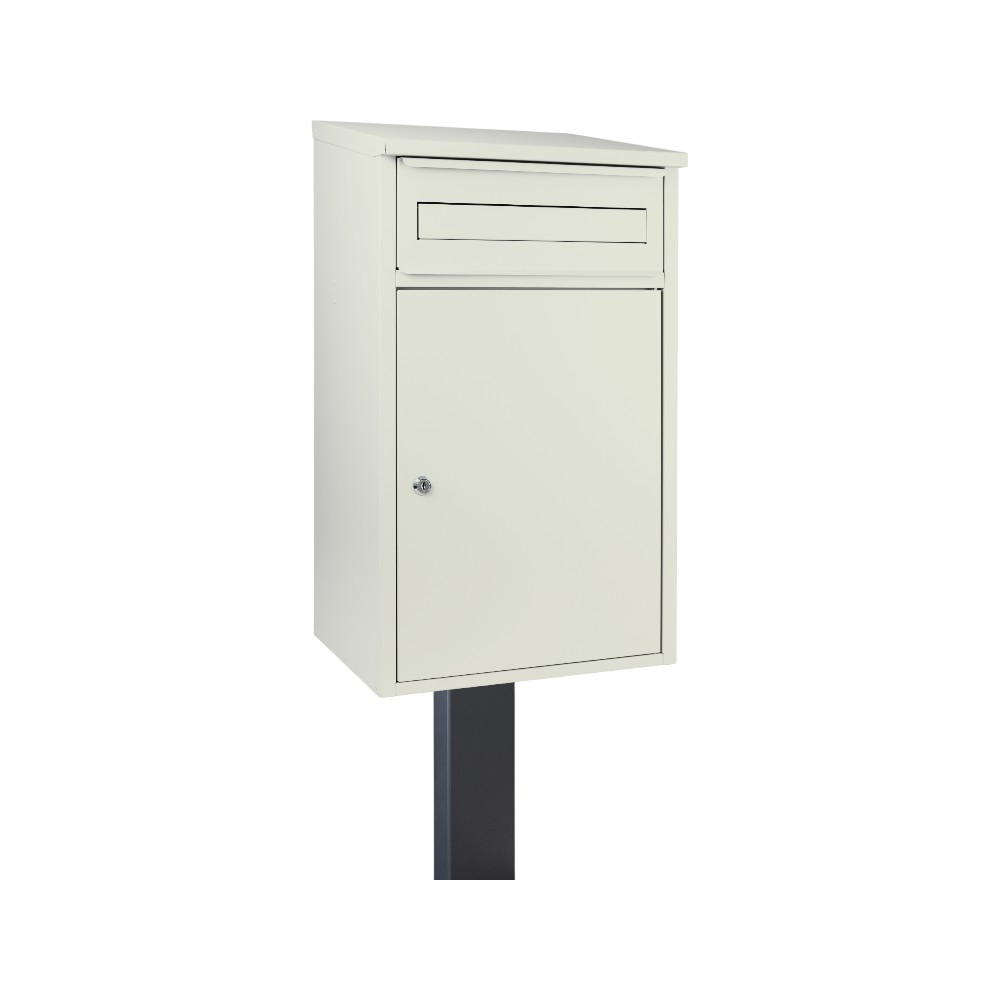 Outdoor Free Standing Parcel And Letterbox Front Access   Woodpecker   Pebble Grey   Black FR 2 Stand 1