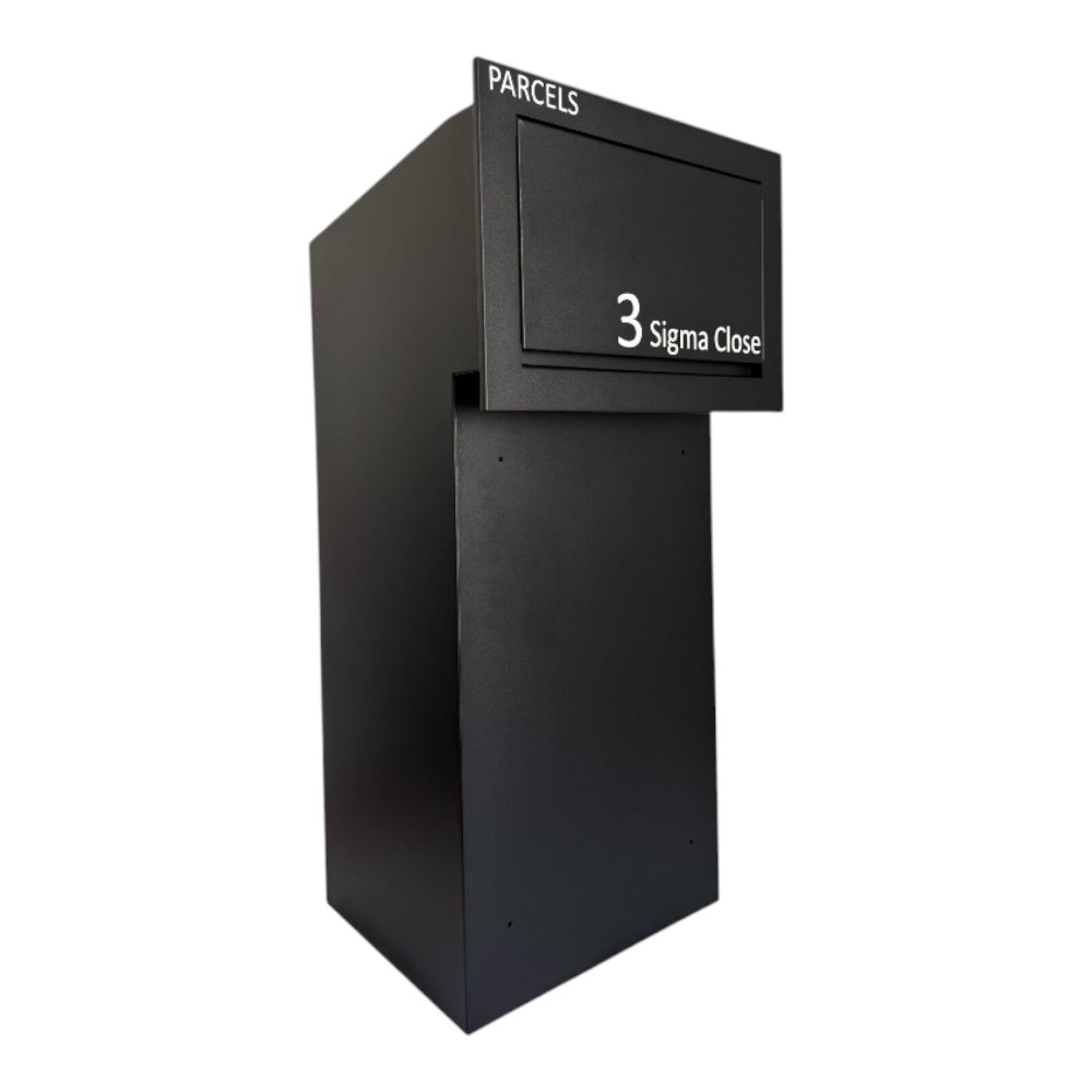 Rear Access Parcel Box For Gates And Fences   Sigma Paco VE2   Black   Side Angle