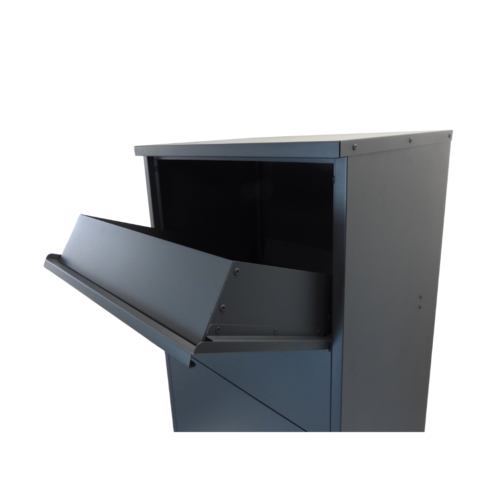 Buzzard Extra Large Rear Access Parcel Box   Black   Parcel Drop Close Up