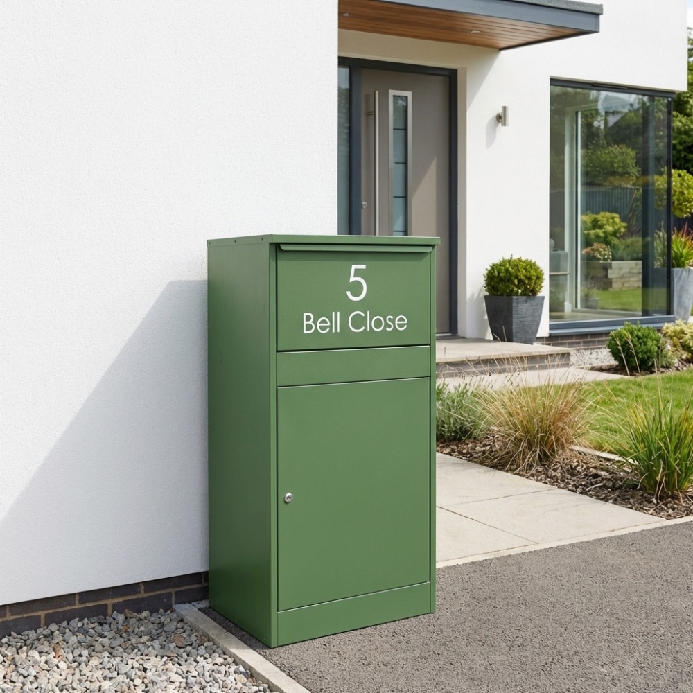 Modern Free Standing Front Access Buzzard Outdoor Extra Large Parcel Box   Pale Green