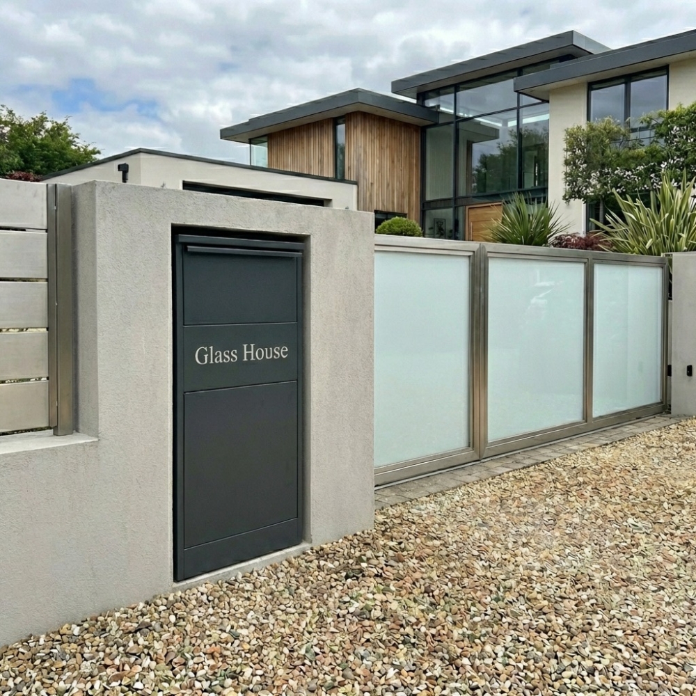 Modern Lockable Rear Access Recess Mounted Buzzard Outdoor Extra Large Parcel Box   Black Without Trim