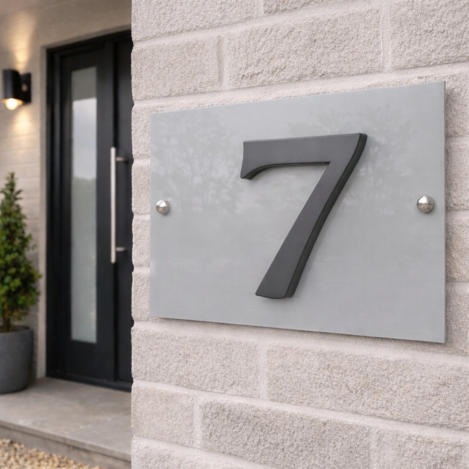 High Quality Large Premium House Number Plaque   Light Grey   1 Digit   Lifestyle