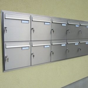 Recessed mounted mail boxes