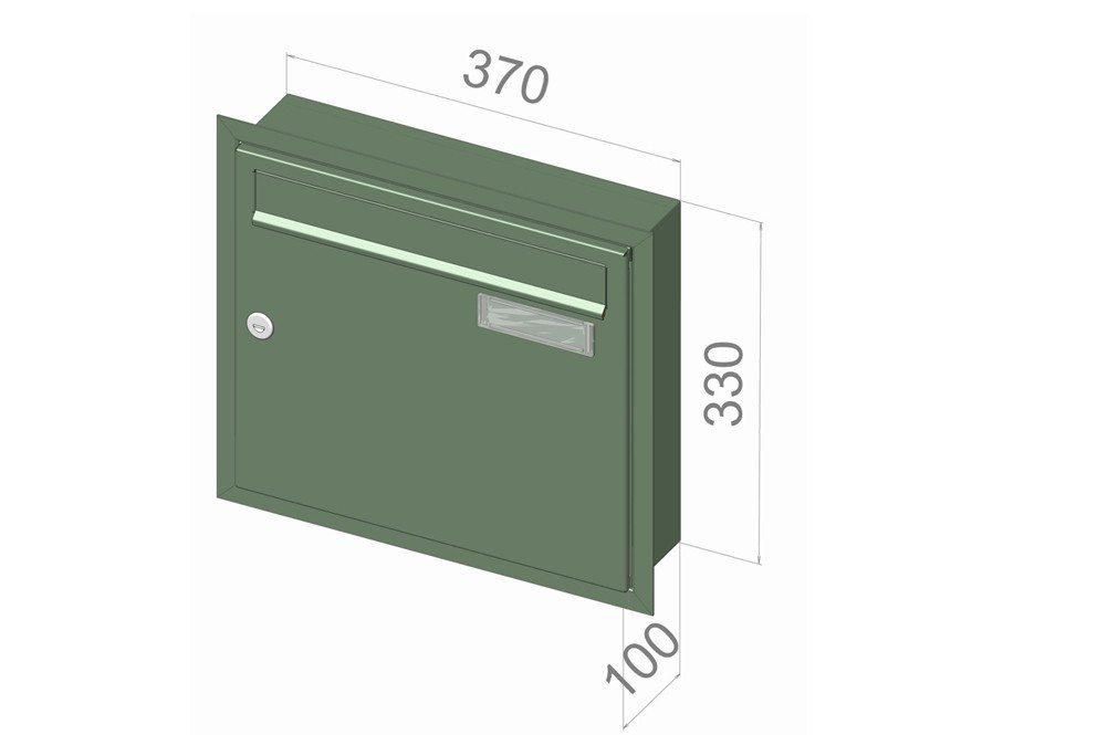 City Hall LAD-01 Stainless Steel Recess Mounted Letterboxes single with dimensions