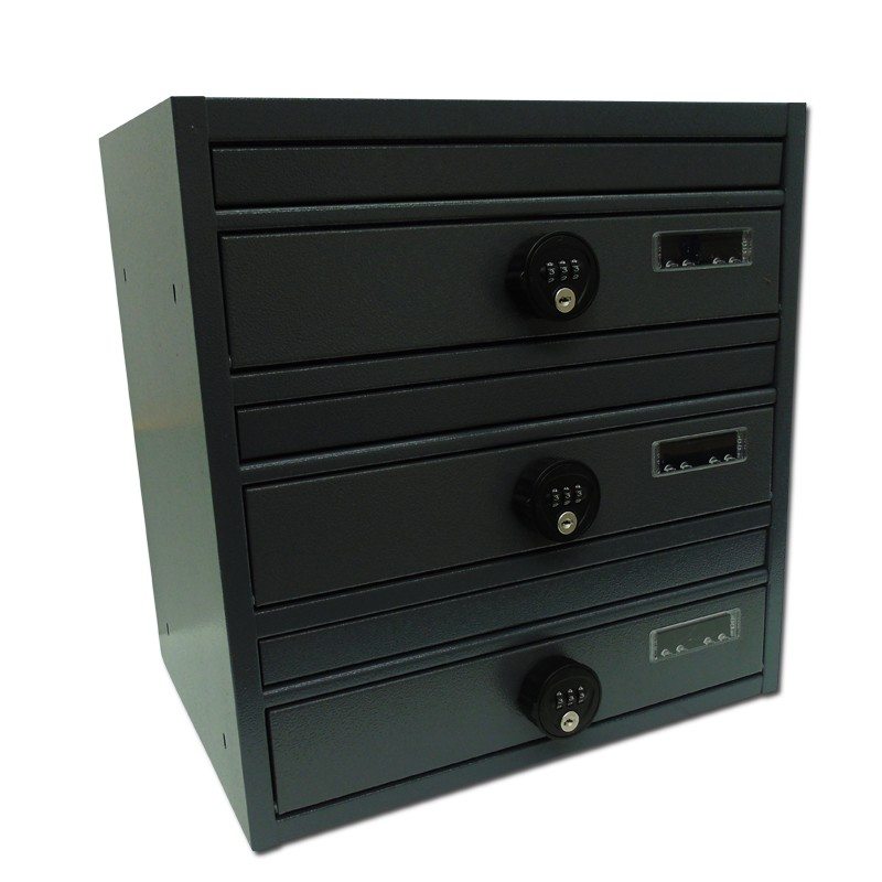 Communal letterboxes with combination lock