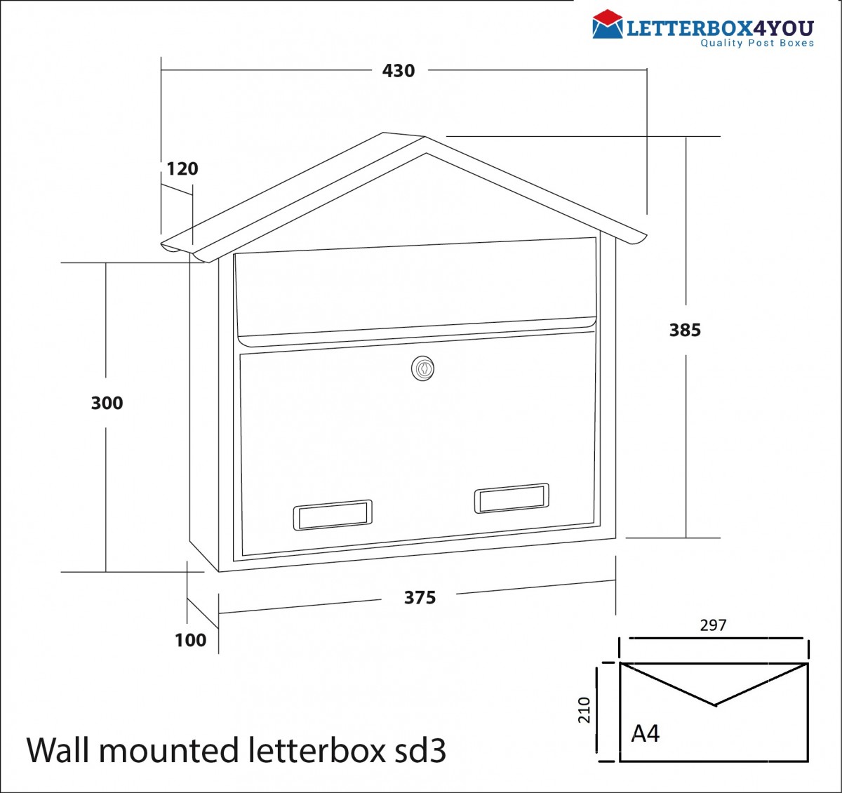 external wall mounted post box sd3 galvanised steel