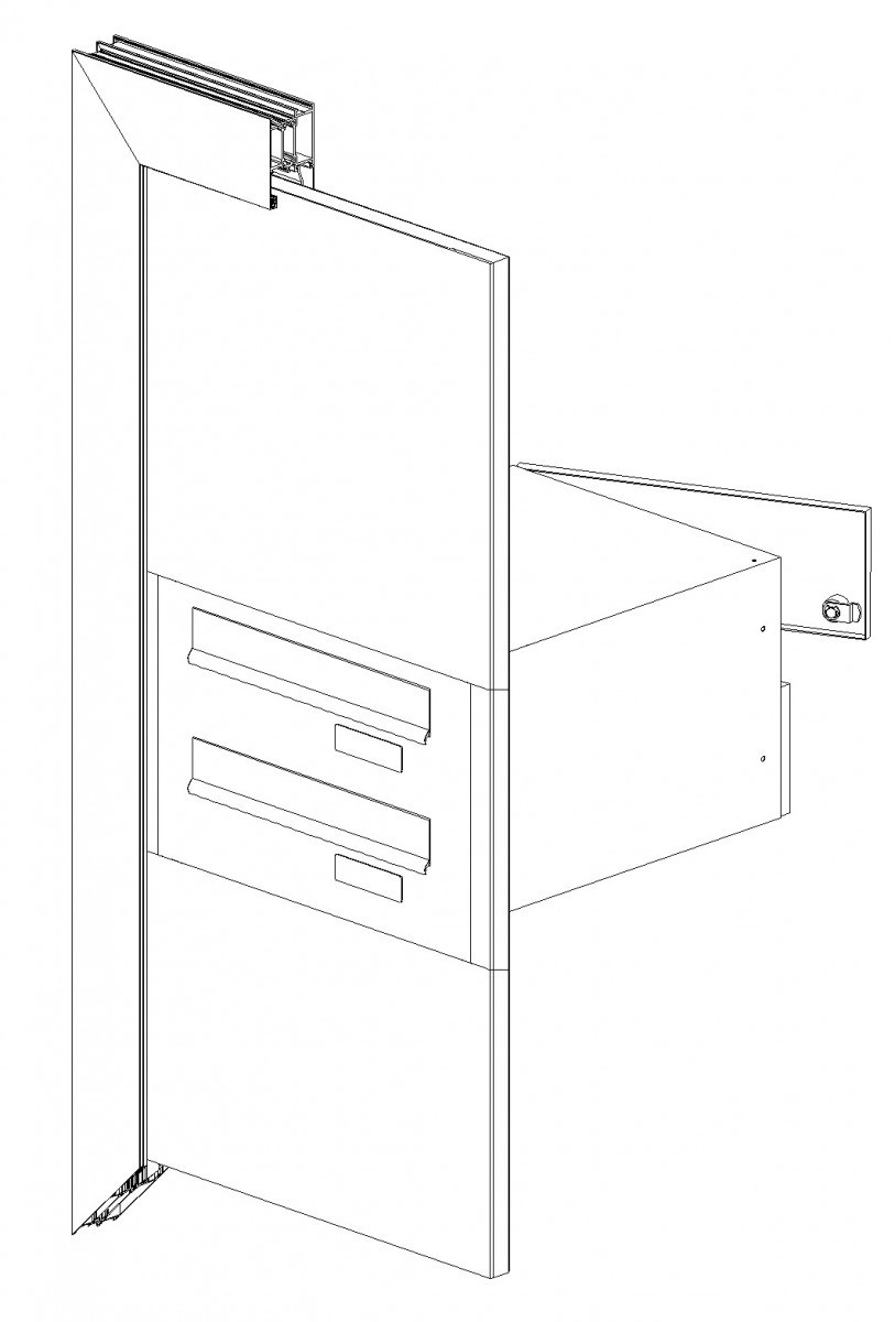 Door mounted rear access letterboxes with panel
